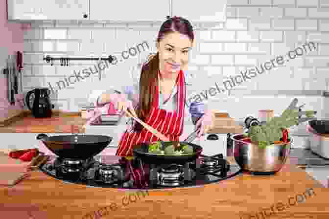 A Kitchen Scene With A Person Cooking, Surrounded By Ingredients And Kitchen Utensils Dishing With The Kitchen Virgin