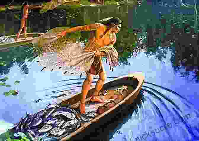 Native American Fishermen Casting Nets Into A River In The Texas Hill Country Casting Forward: Fishing Tales From The Texas Hill Country